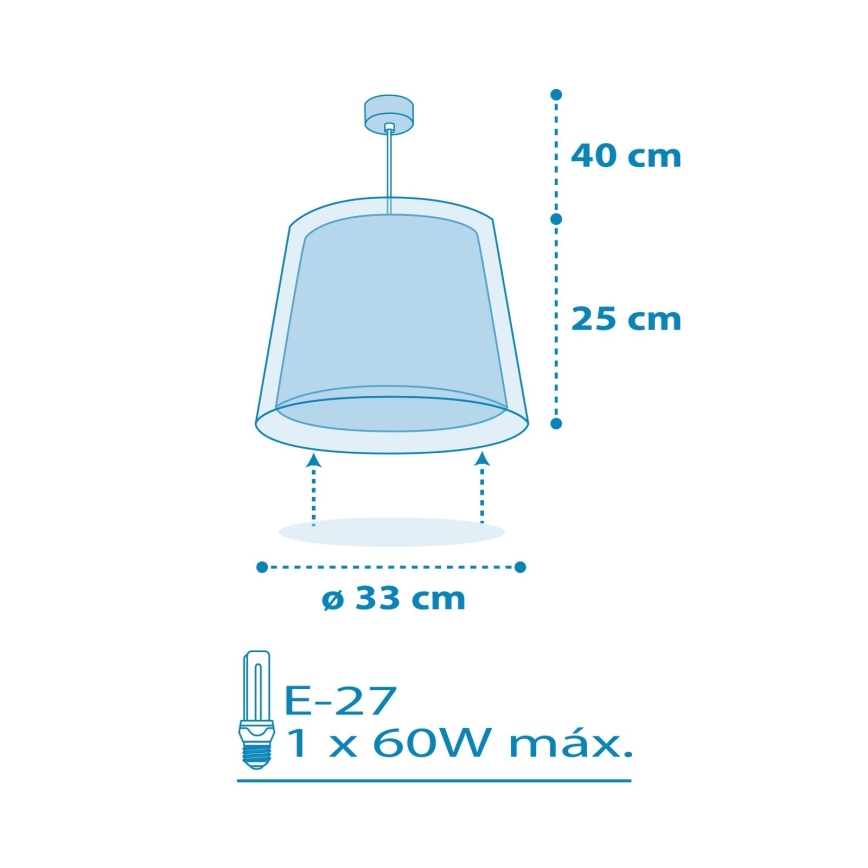 Dalber 81192T - Pendel til børn LIGHT FEELING 1xE27/60W/230V