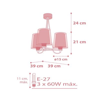 Dalber 81197S - Lysekrone for børn LIGHT FEELING 3xE27/60W/230V