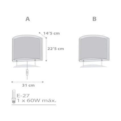 Dalber 81198E - Væglampe for børn LIGHT FEELING 1xE27/60W/230V