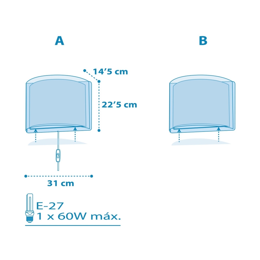 Dalber 81198T - Væglampe for børn LIGHT FEELING 1xE27/60W/230V