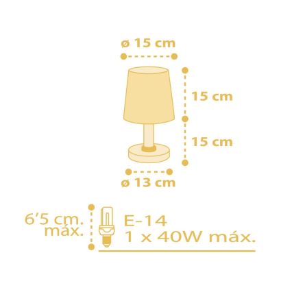 Dalber 82211A - Børnelampe STAR LIGHT 1xE14/40W/230V gul