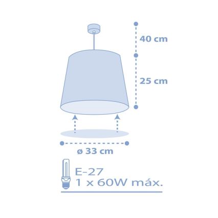 Dalber 82212T - Pendel til børn STAR LIGHT 1xE27/60W/230V blå