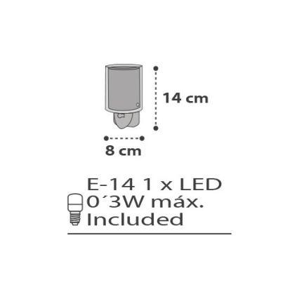 Dalber 91301 - Natlampe til børn BART 1xE14/10W/230V