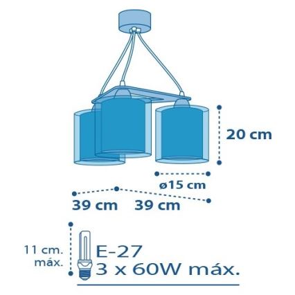 Dalber D-41344 - Lysekrone til børn PLANETS 3xE27/60W/230V