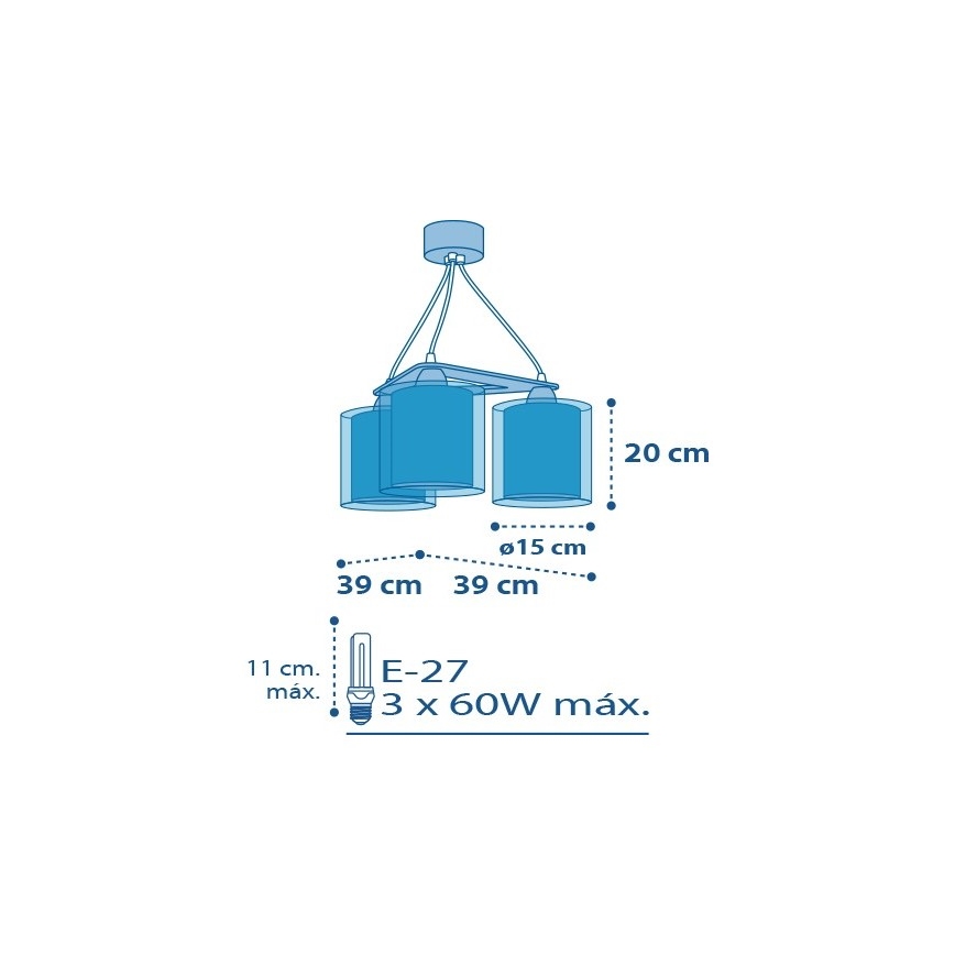 Dalber D-41344 - Lysekrone til børn PLANETS 3xE27/60W/230V