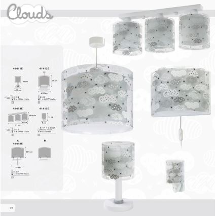 Dalber D-41411E - Chidren bordlampe CLOUDS 1xE14/40W/230V