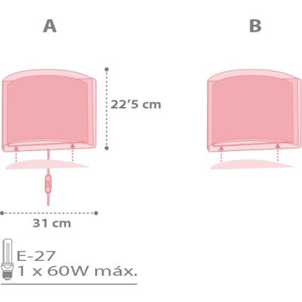 Dalber D-41448 - Væglampe for børn SECRETS 1xE27/60W/230V
