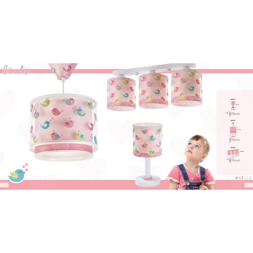 Dalber D-60292 - Lysekrone for børn BIRDS 1xE27/60W/230V