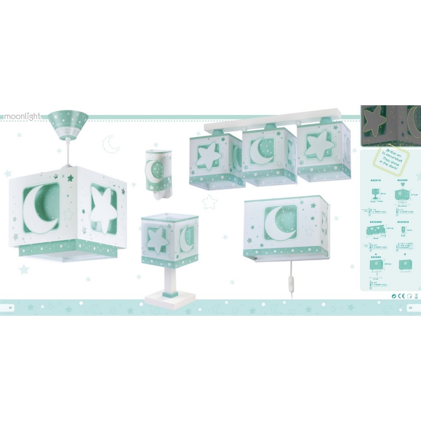 Dalber D-63232H - Lysekrone for børn MOONLIGHT 1xE27/60W/230V