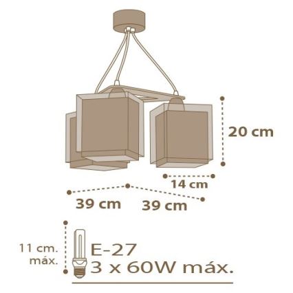 Dalber D-63394 - Lysekrone for børn GOOD NIGHT 3xE27/60W/230V