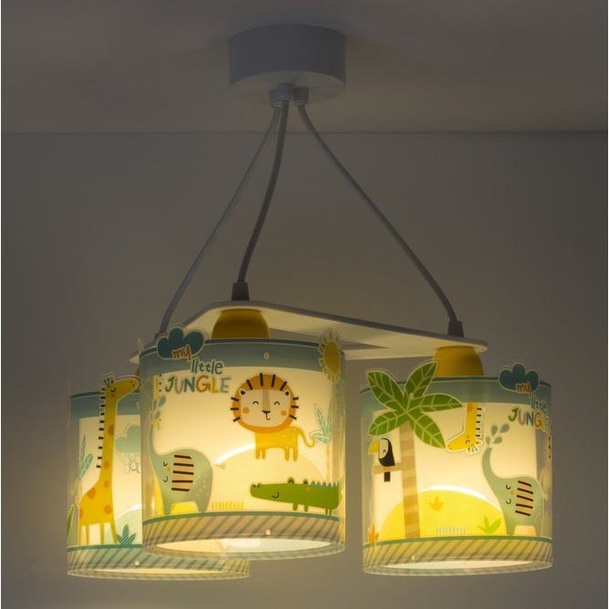 Dalber D-76114 - Lysekrone for børn MY LITTLE JUNGLE 3xE27/15W/230V