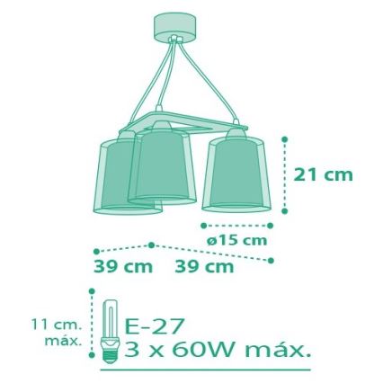 Dalber D-80224H - Børnelampe VICHY 3xE27/60W/230V