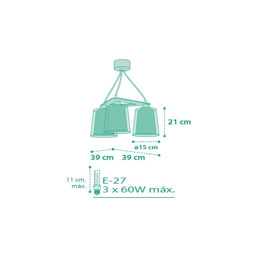 Dalber D-80224H - Børnelampe VICHY 3xE27/60W/230V