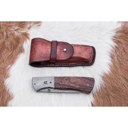 Damaskus kniv foldbar 8 cm ironwood