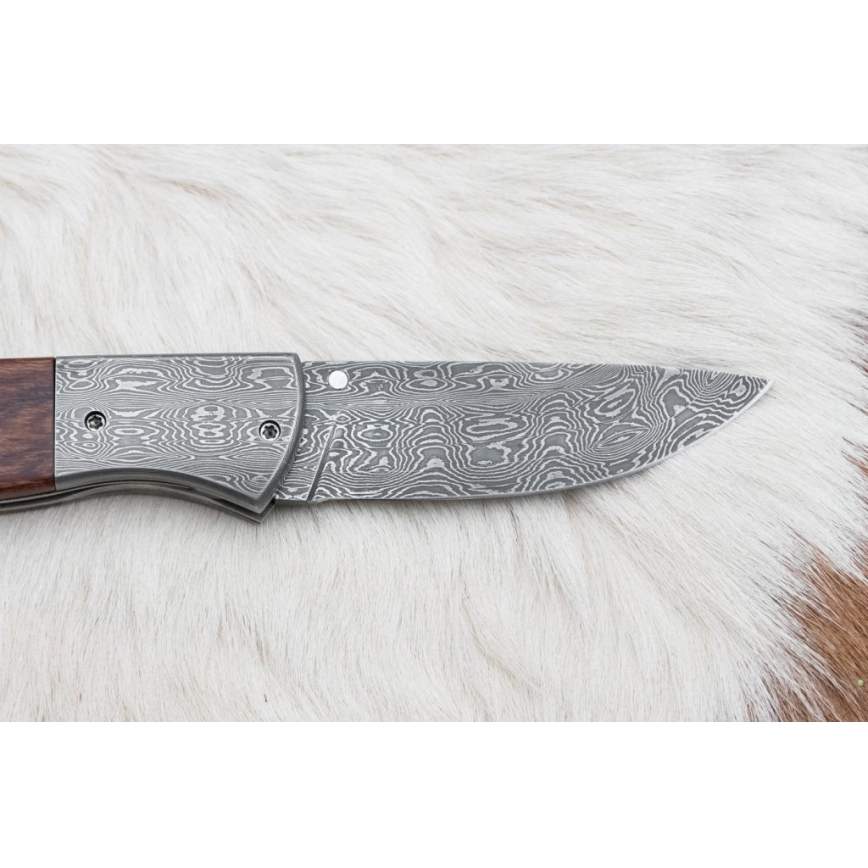 Damaskus kniv foldbar 8 cm ironwood