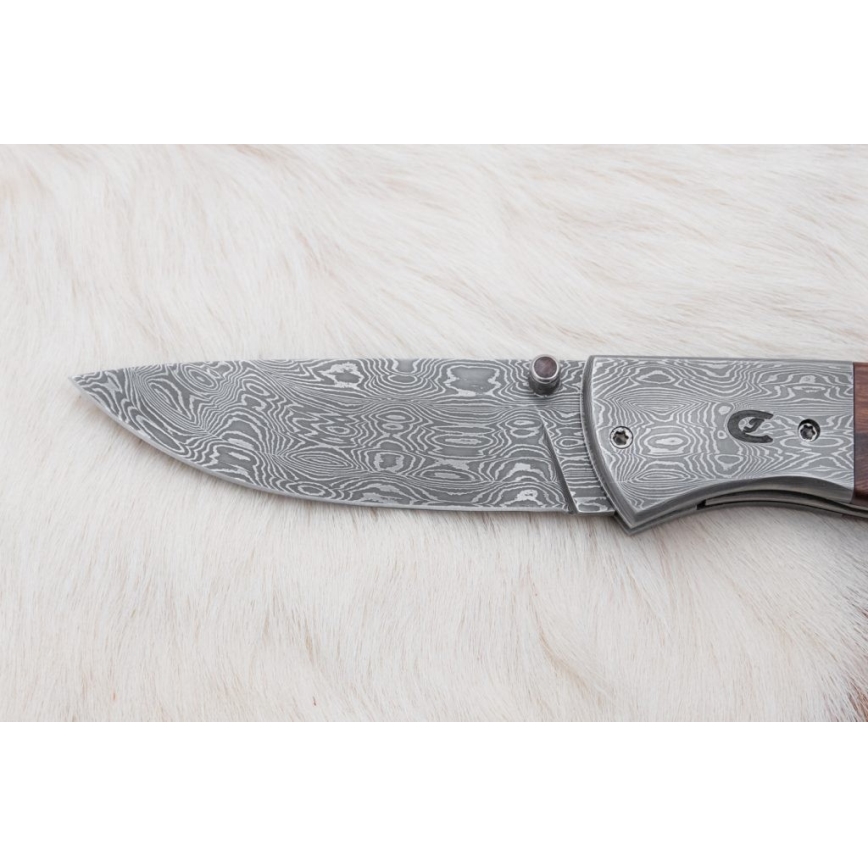Damaskus kniv foldbar 8 cm ironwood