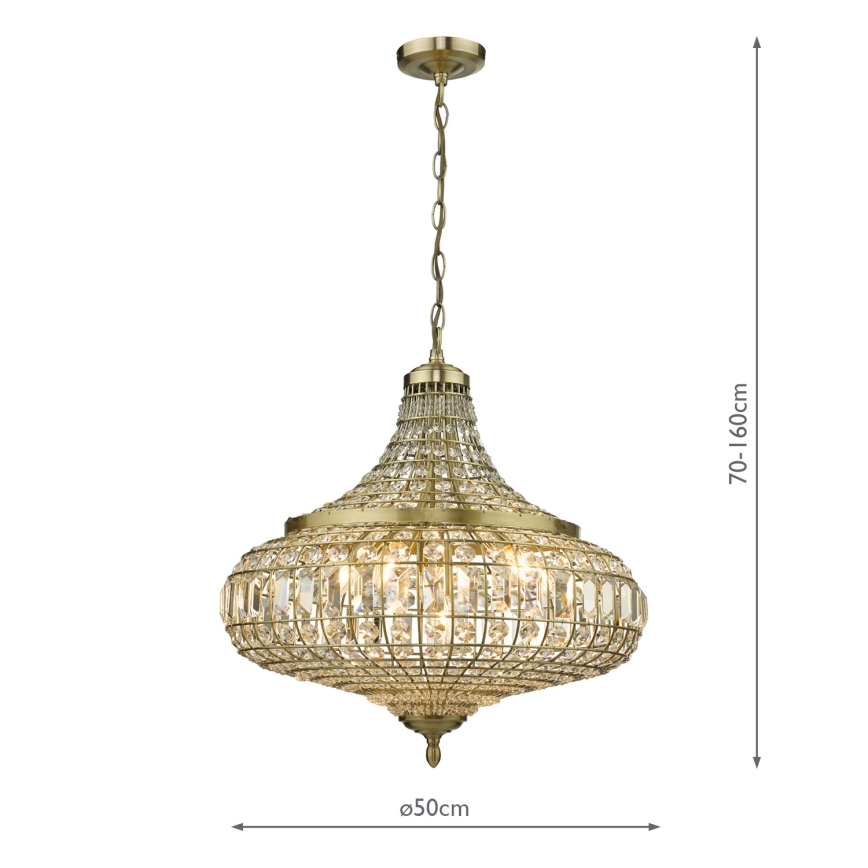 Där Lighting ASM0675 - Kædeophængt lysekrone ASMARA 6xE14/40W/230V messing