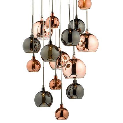 Där Lighting AUR1564 - Lysekrone på wire AURELIA 15xG4/10W/230V sort/kobber