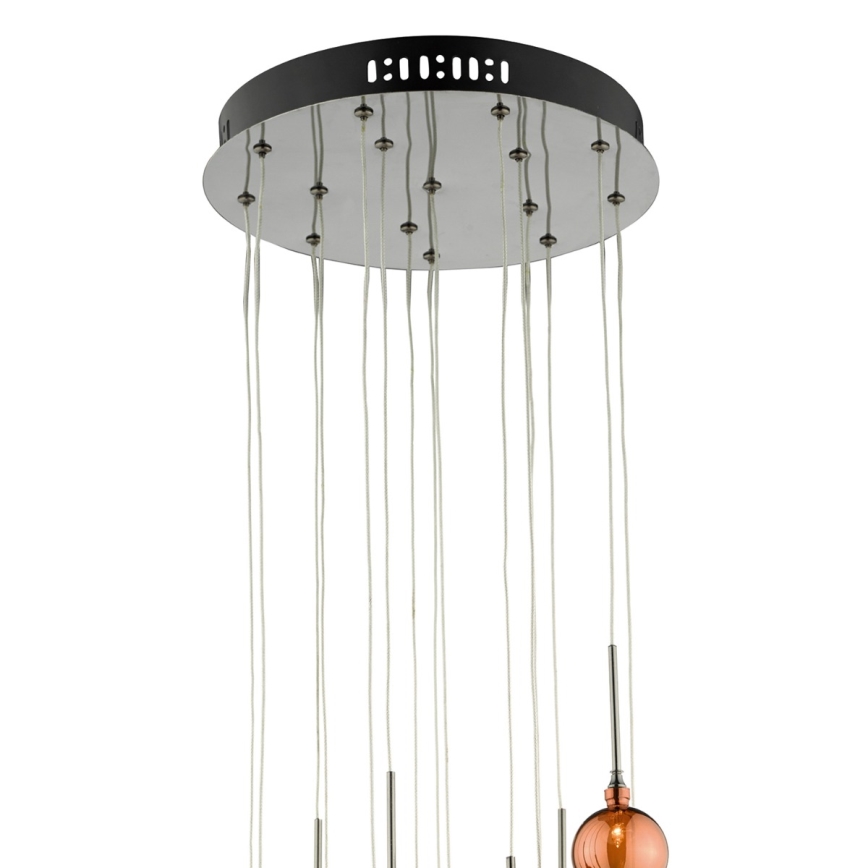 Där Lighting AUR1564 - Lysekrone på wire AURELIA 15xG4/10W/230V sort/kobber