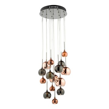 Där Lighting AUR1564 - Lysekrone på wire AURELIA 15xG4/10W/230V sort/kobber