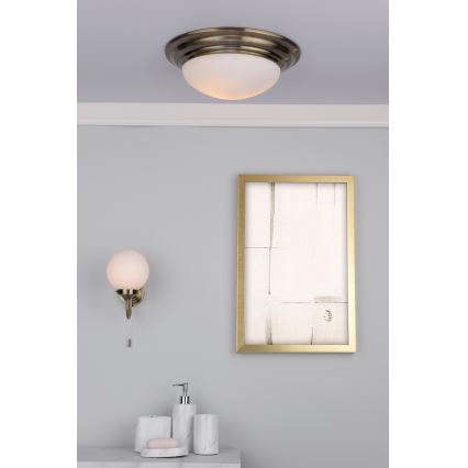 Där Lighting BAR5075 - Badeværelsesloftlampe BARCLAY 1xE27/60W/230V Ø 38 cm messing
