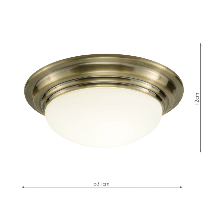 Där Lighting BAR5275 - Loftlampe til badeværelse BARCLAY 1xE27/60W/230V Ø 31 cm messing