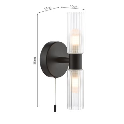 Där Lighting BOL0922 - BOLTON badevæglampe 2xG9/5W/230V IP44 sort