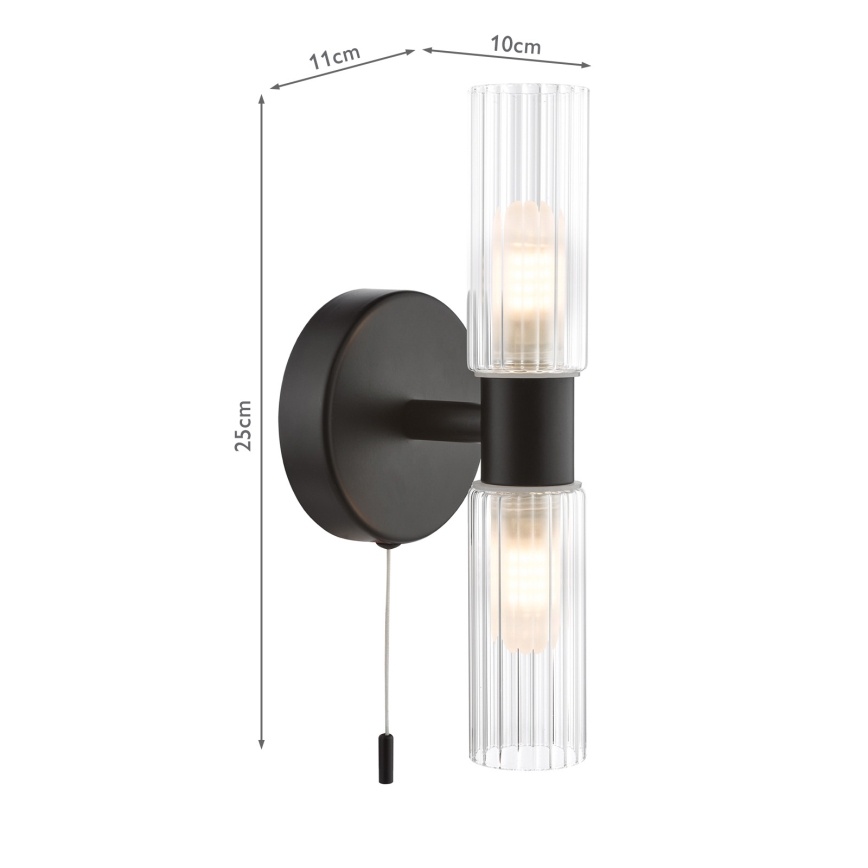 Där Lighting BOL0922 - BOLTON badevæglampe 2xG9/5W/230V IP44 sort