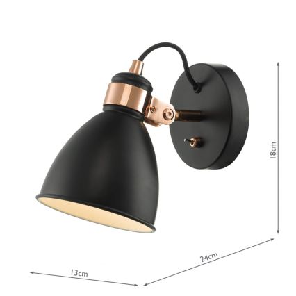 Där Lighting FRE0722 - Vægspot FREDERICK 1xE14/40W/230V sort