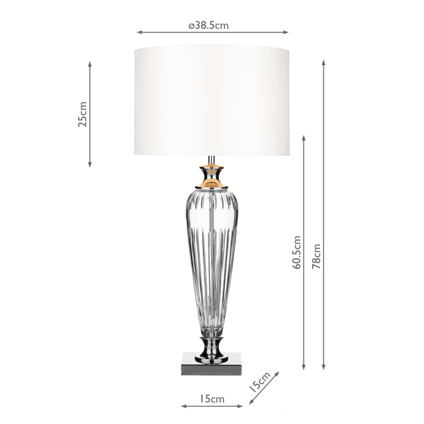 Där Lighting HIN4208 - Bordlampe HINTON 1xE27/60W/230V hvid/poleret krom