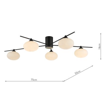 Där Lighting JAS5422 - Overflademonteret lysekrone JASPER 5xG9/25W/230V sort
