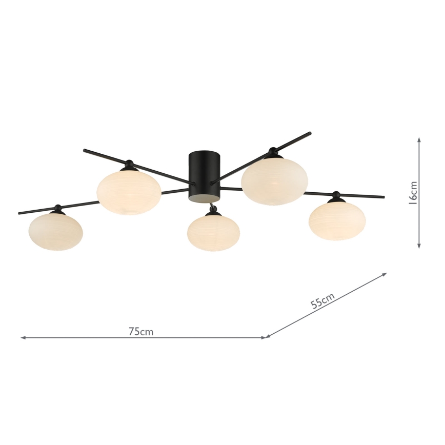 Där Lighting JAS5422 - Overflademonteret lysekrone JASPER 5xG9/25W/230V sort