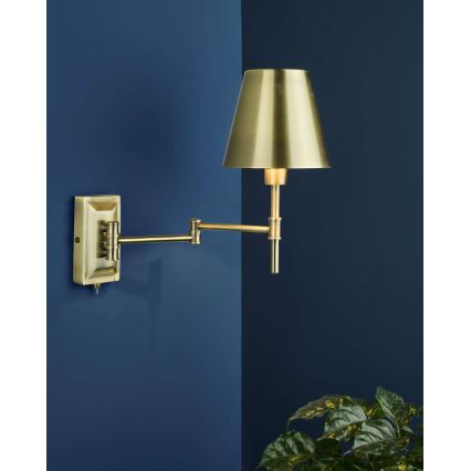 Där Lighting KEN0775 - Fleksibel væglampe KENSINGTON 1xE14/25W/230V messing