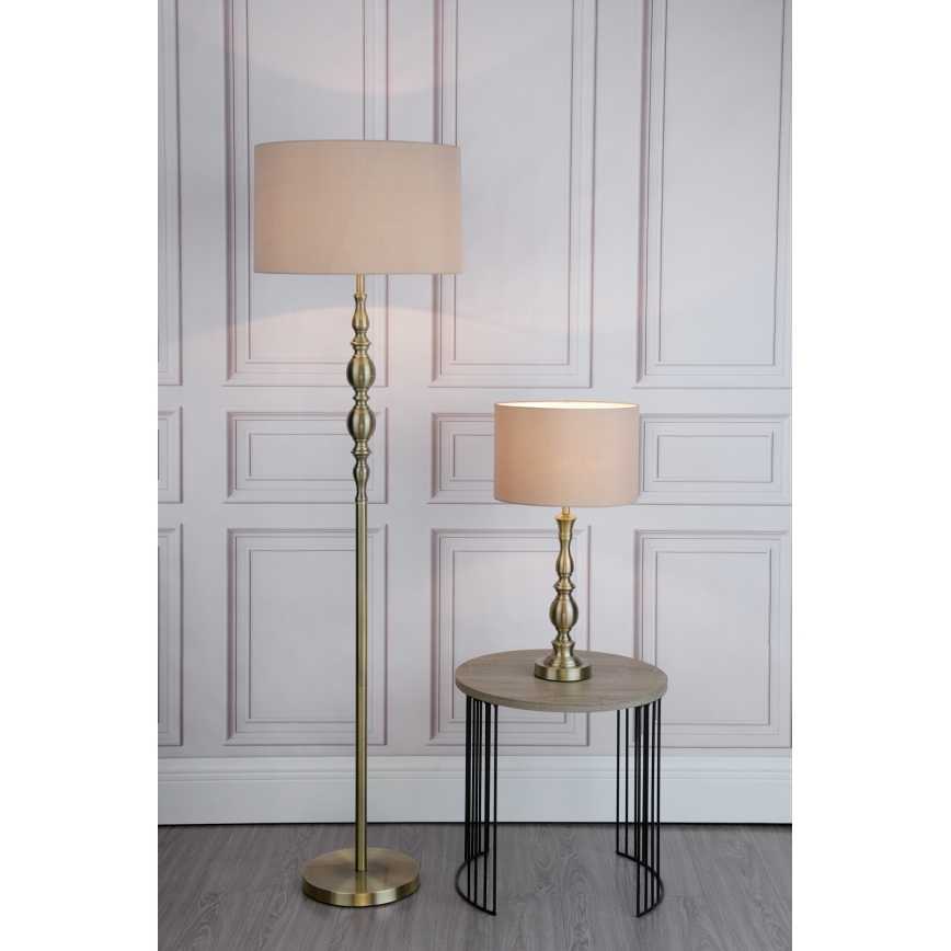 Där Lighting MAD4275 - Bordlampe MADRID 1xE27/60W/230V brun/messing
