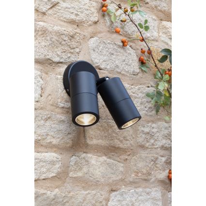 Där Lighting ORT0922 - LED udendørs vægspotlampe ORTEGA 2xGU10/5W/230V IP65 sort
