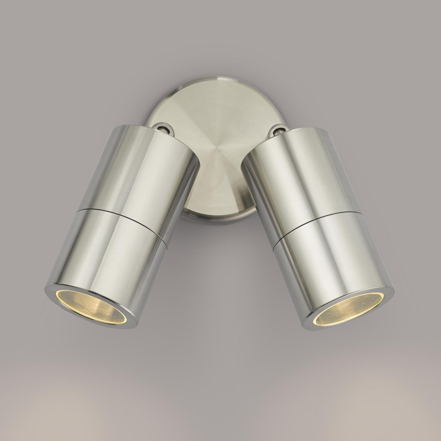 Där Lighting ORT0968 - LED Udendørs vægspot ORTEGA 2xGU10/5W/230V IP65 poleret krom