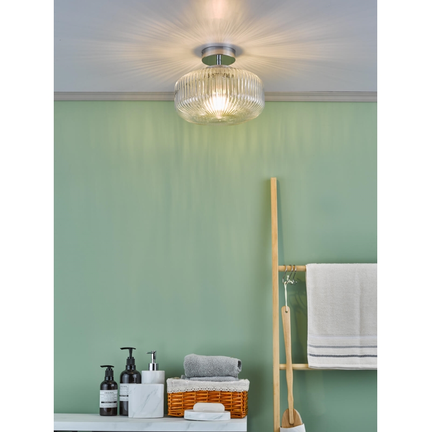 Där Lighting RIV5208 - Overflademonteret badeværelseslampe RIVA, 1xE27/60W/230V, IP44, blank krom