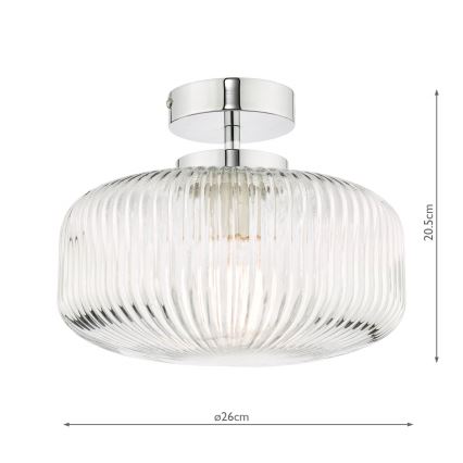 Där Lighting RIV5208 - Overflademonteret badeværelseslampe RIVA, 1xE27/60W/230V, IP44, blank krom