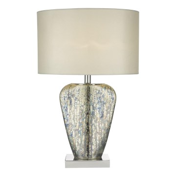 Där Lighting SYR4235 - Bordlampe SYRACUSE 1xE27/60W/230V blank krom/cremefarvet