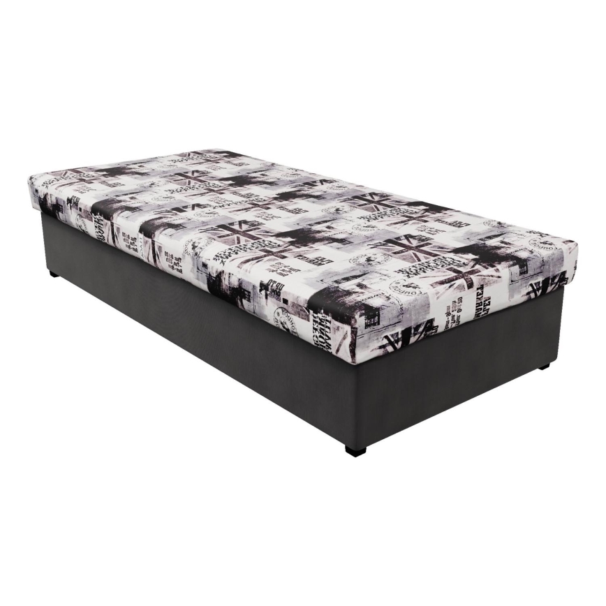 Daybed med springmadras og opbevaringsplads NOE 200x90 grå/sort