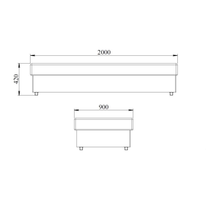 Daybed med springmadras og opbevaringsplads NOE 200x90 grå/sort