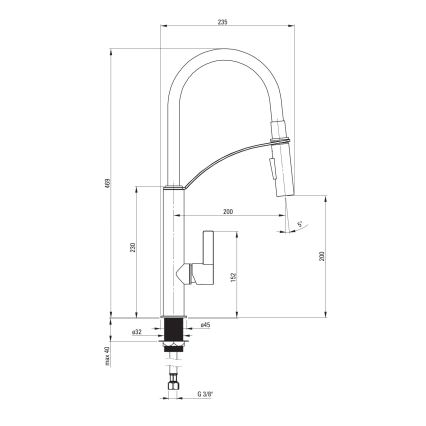 Deante BGB_B720 - Hane m. fleksibel arm GERBERA sort/krom