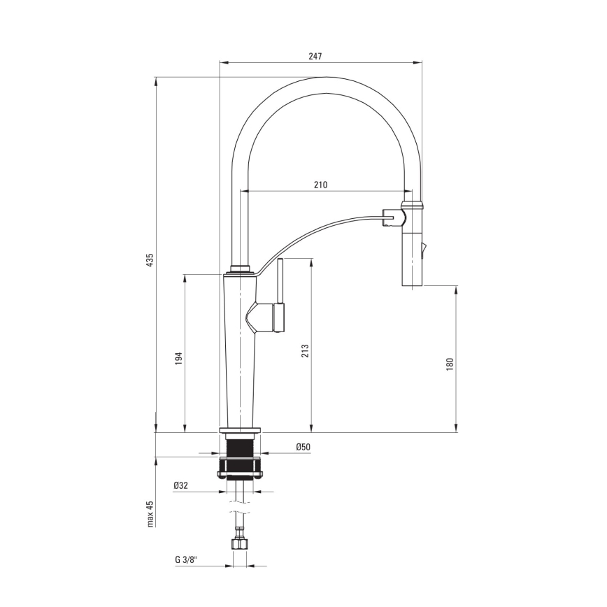 Deante BRC_D72M - Hane m. fleksibel arm CORDA titanium