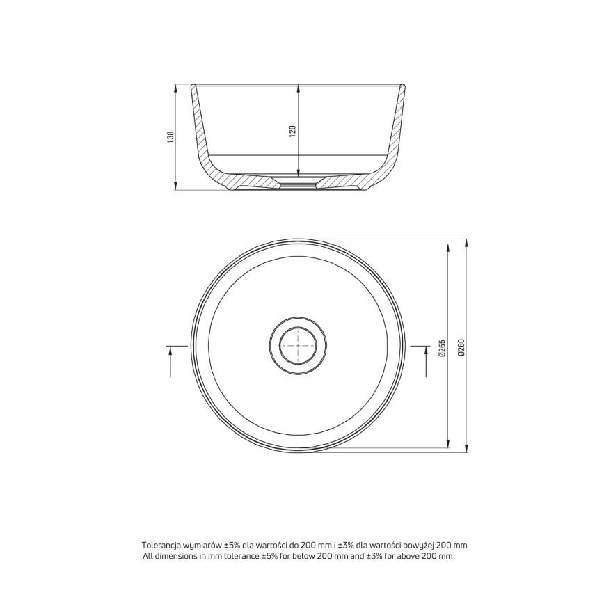 Deante CDJ_6U2S - Bordmonteret håndvask JASMIN diameter 28 cm keramik/hvid