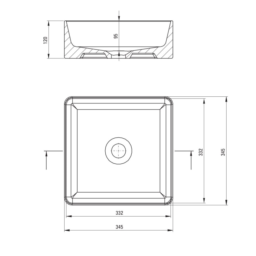 Deante CDJ_6U3S - Påbygget håndvask JASMIN 34,5 x 34,5 cm keramik/hvid