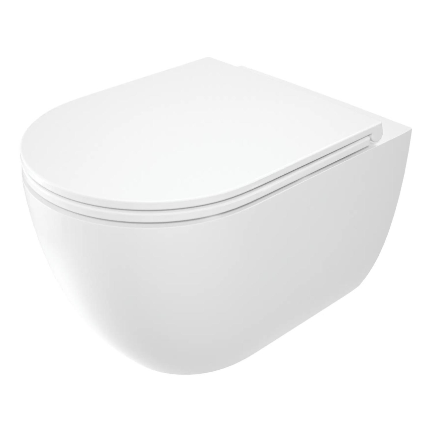 Deante CGRD6ZPW - Væghængt toilet med toiletsæde ROUND keramik/hvid