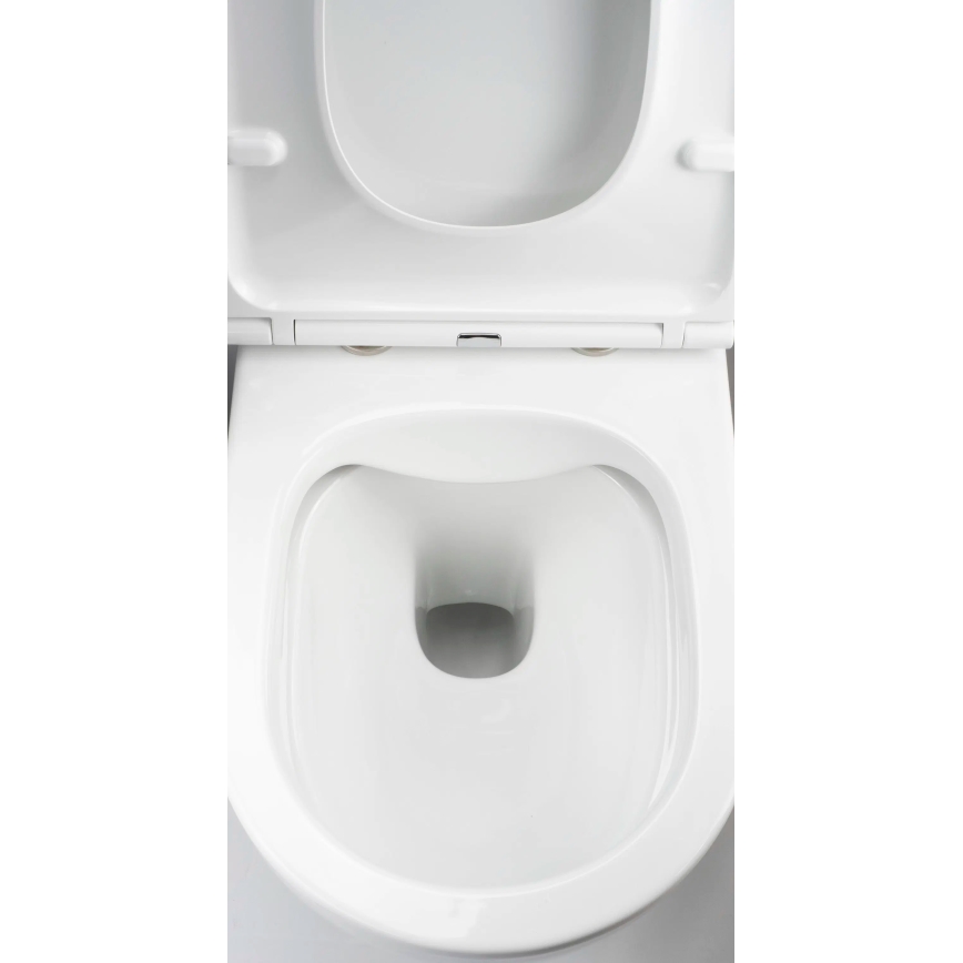 Deante CGRD6ZPW - Væghængt toilet med toiletsæde ROUND keramik/hvid