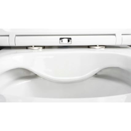Deante CGRD6ZPW - Væghængt toilet med toiletsæde ROUND keramik/hvid