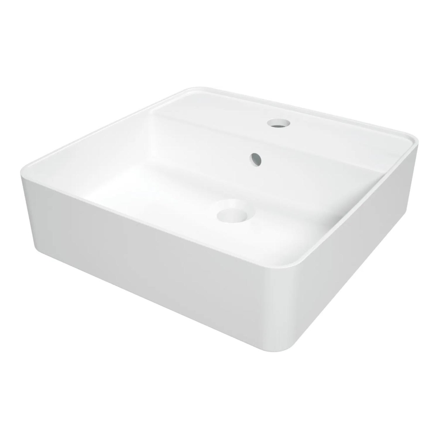 Deante CGS_6U4B - Bordmonteret håndvask med hanehul SQUARE 42x42 cm keramik/hvid