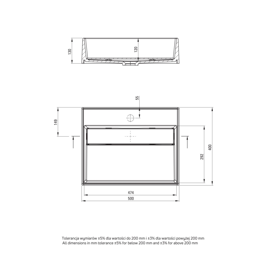 Deante CQR_NU5M - Bordmonteret håndvask CORREO 40x50 cm granit/sort